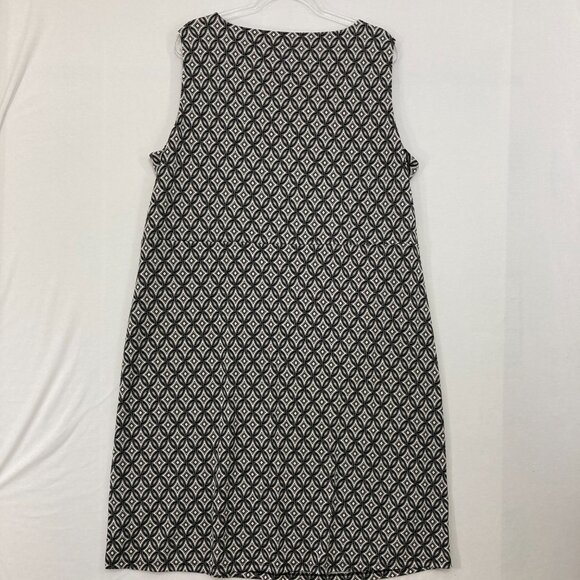 Talbots 3X Black White Geometric Print Ruched Sleeveless Stretch Dress Office - Picture 9 of 10